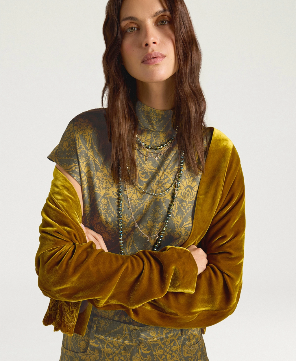 Blouse Manches Courtes Ulla Imprimé Kaki/Huile - Momoni