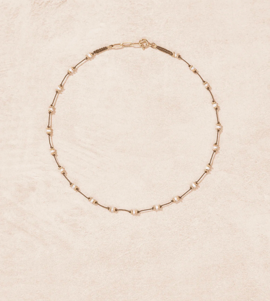 Collier Lotus Beige Perles d'Eau Douce - Tityaravy