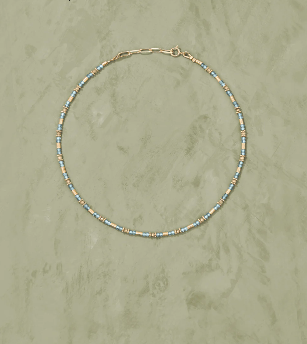 Collier Sati Zircon Bleu et Champagne - Tityaravy