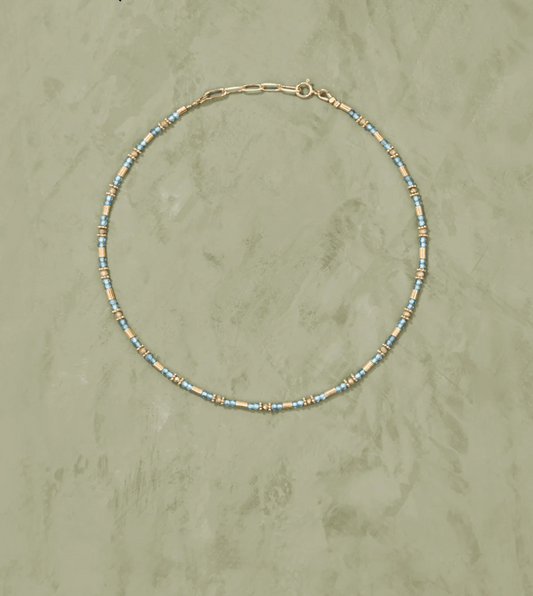 Collier Sati Zircon Bleu et Champagne - Tityaravy