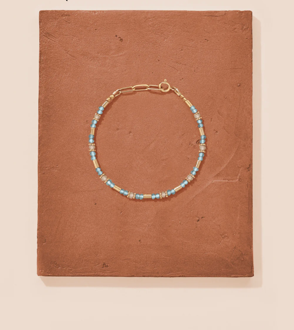 Bracelet Sati Zircon Bleu et Champagne - Tityaravy