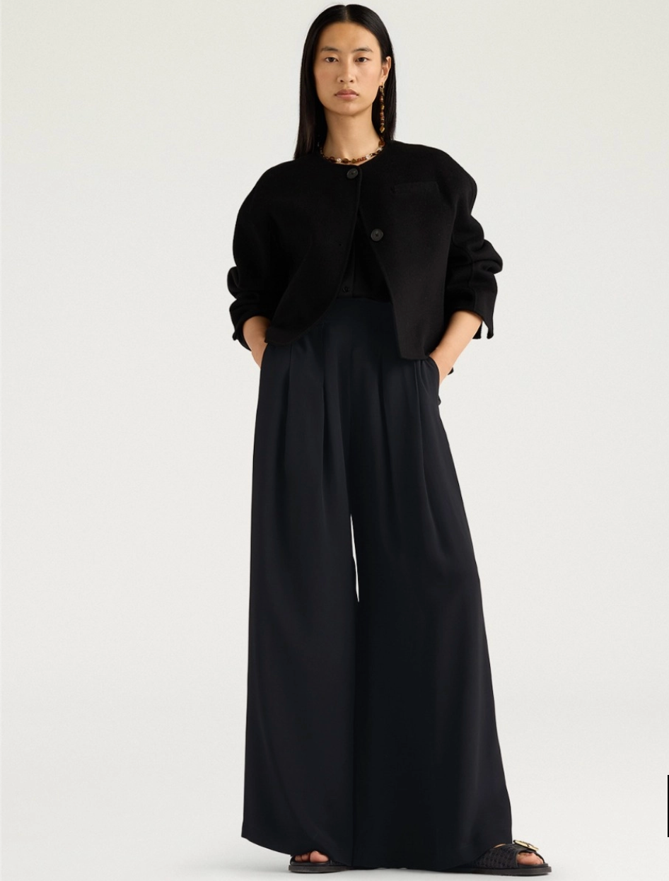 Pantalon Aspen Soie Uni Noir - Momoni