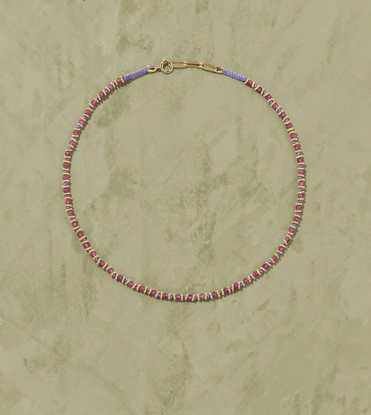 Collier Kamala Fil Lilas et Rubis Rose - Tityaravy