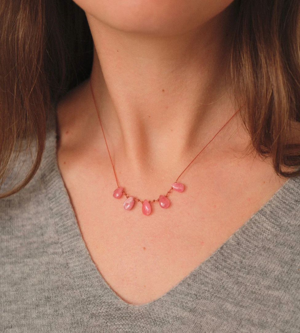 Collier 5 Gouttes Rhodocrosite - Ivarene