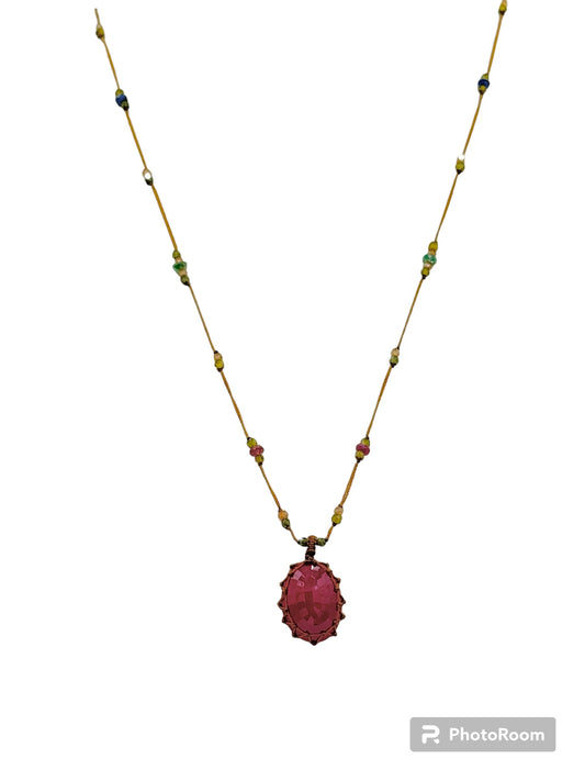 Collier tibétain court Onyx Rouge - Sharing