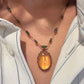 Collier Court Tibétain Citrine Fil Brun - Sharing