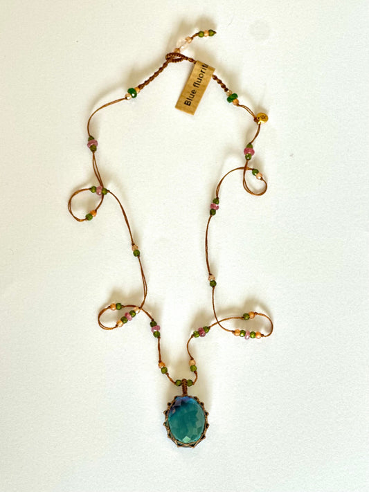 Collier Court Tibétain Fluorite Bleue (Rare) - Sharing