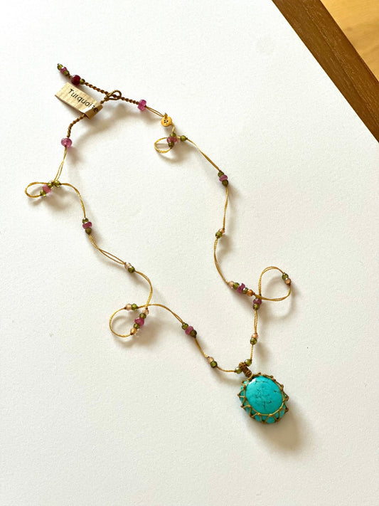 Collier Court Tibétain Turquoise - Sharing