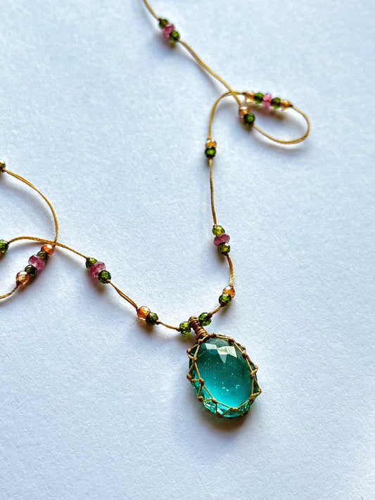 Collier Court Tibétain Ancient Roman Glass 2 - Sharing