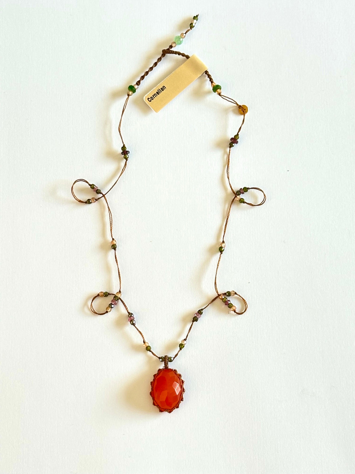 Collier Court Tibétain Cornaline - Sharing