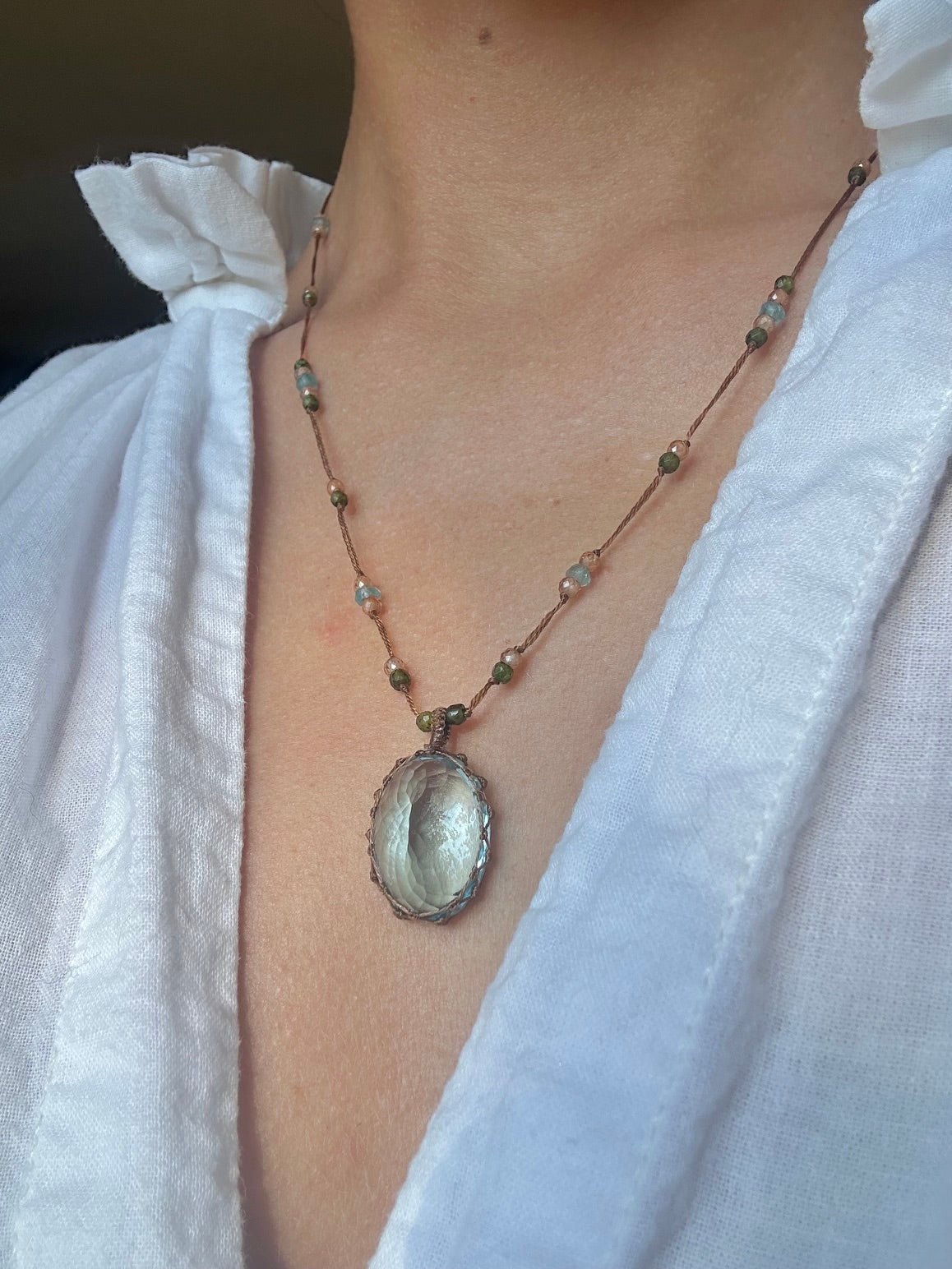 Collier Court Tibétain Topaze Bleue (Rare) - Sharing