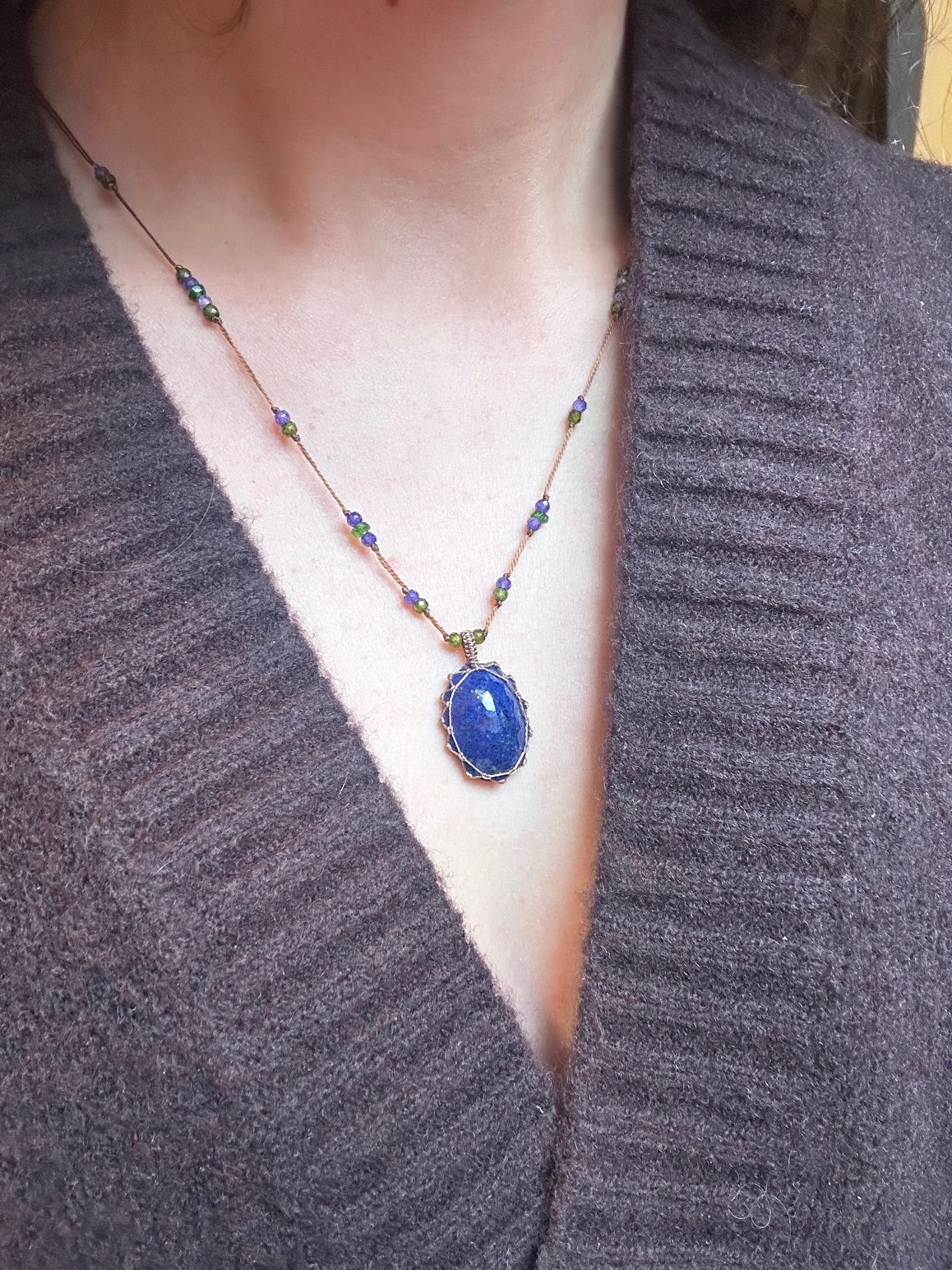 Collier Court Tibétain Lapis Lazuli - Sharing