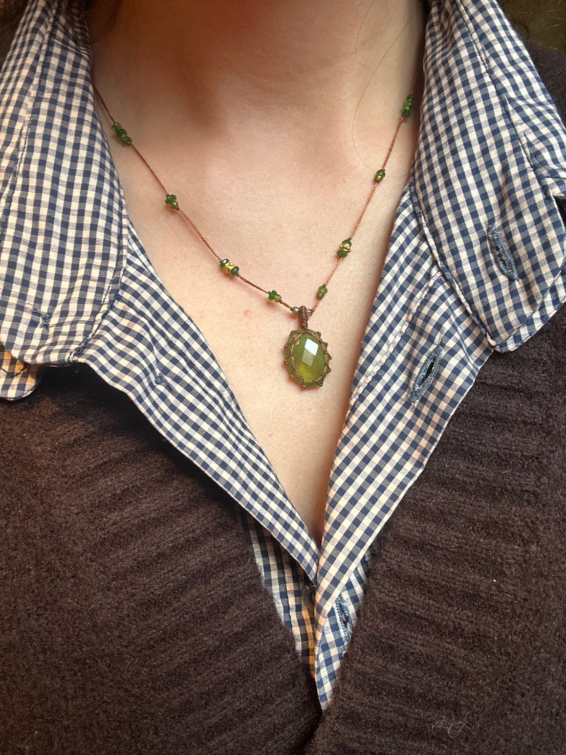 Collier Court Tibétain So Precious Vésuvianite - Sharing