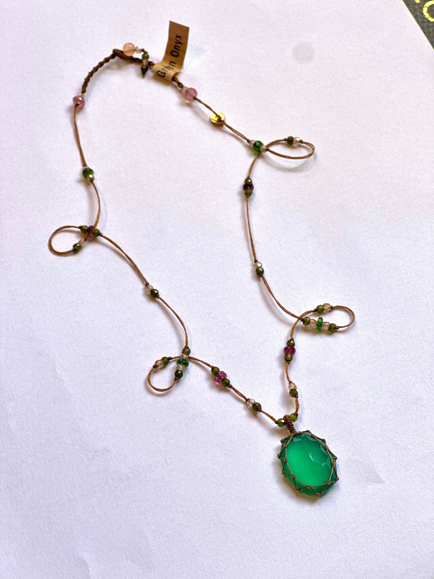 Collier Court Tibétain Onyx Vert - Sharing