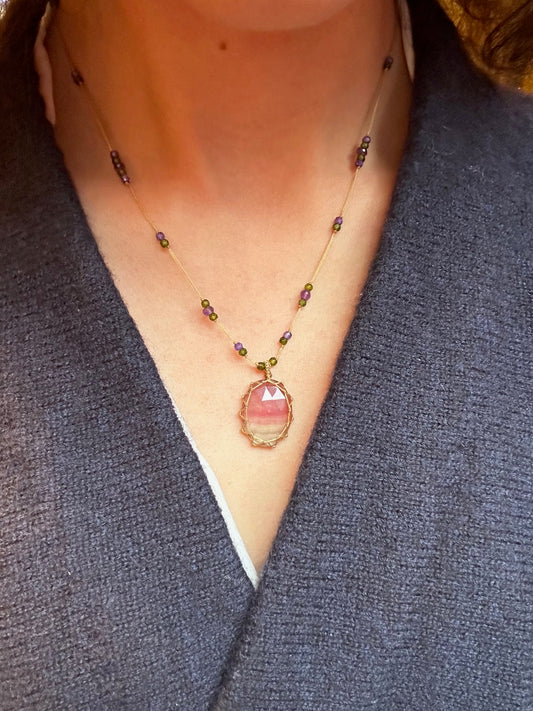 Collier Court Tibétain Fluorite Rainbow 4 (Rare) - Sharing