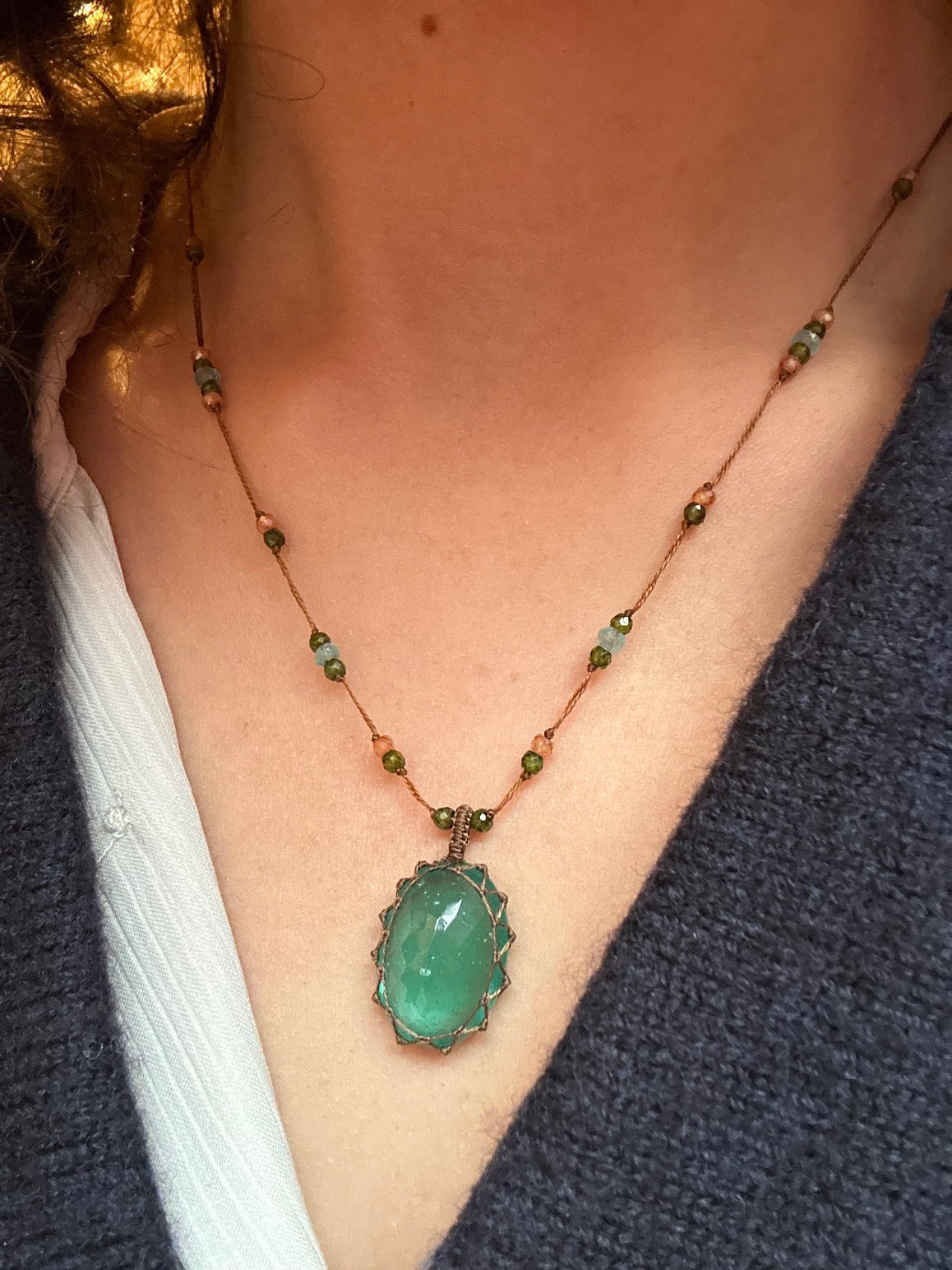 Collier Court Tibétain Ancient Roman Glass (Rare) - Sharing