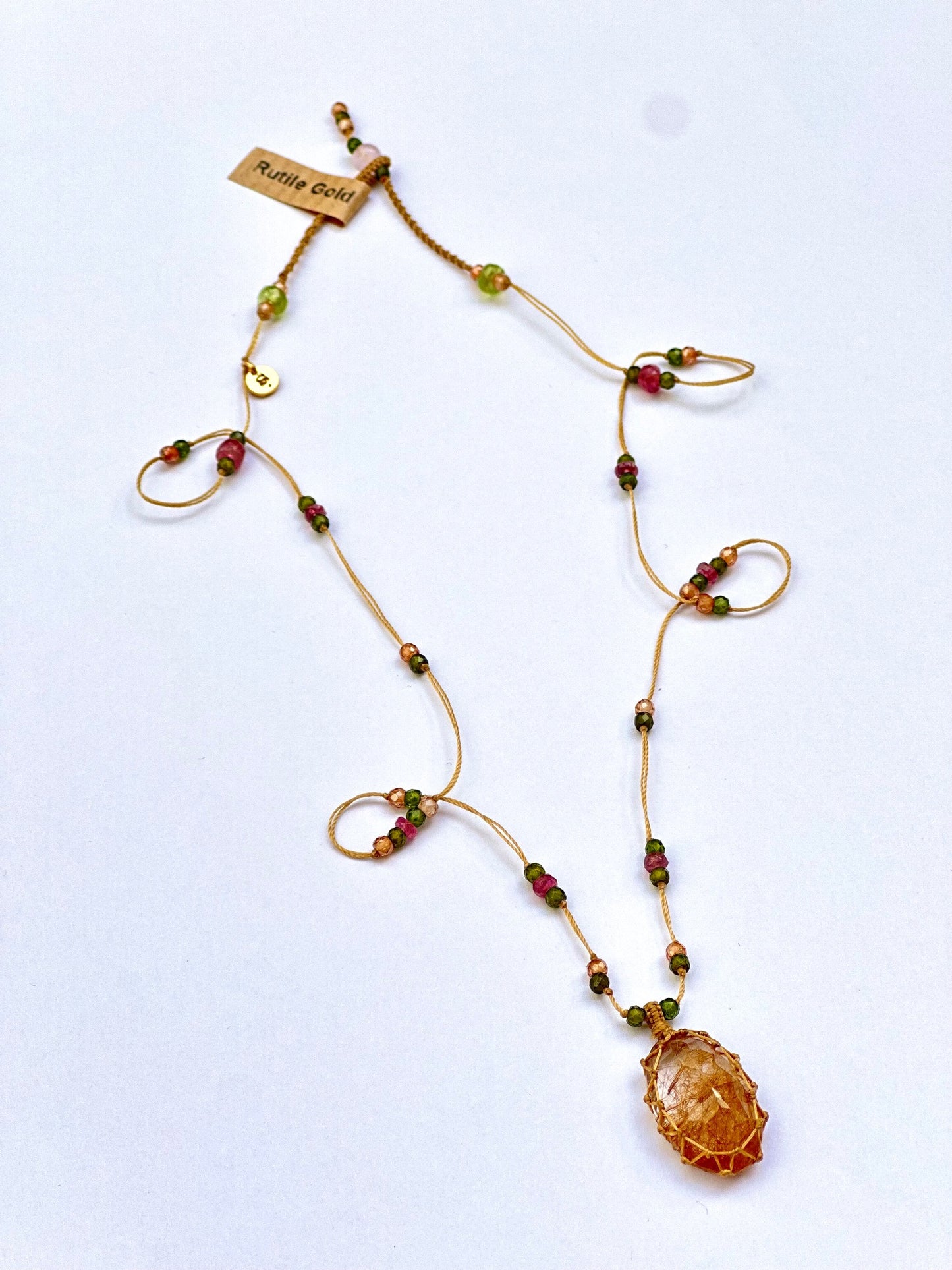 Collier Court Tibétain Quartz Rutile Or - Sharing