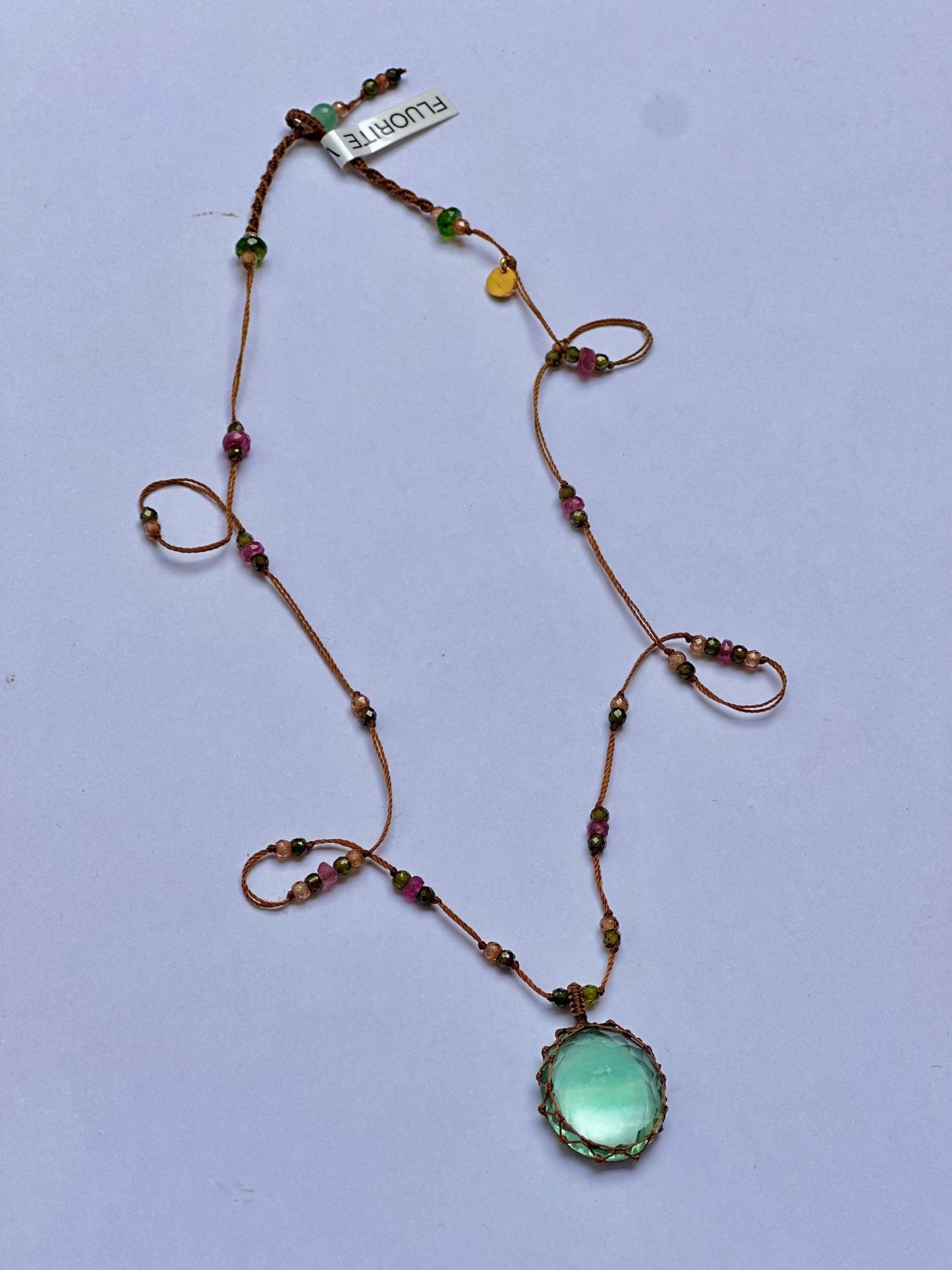 Collier Court Tibétain Fluorite Verte (Rare) - Sharing