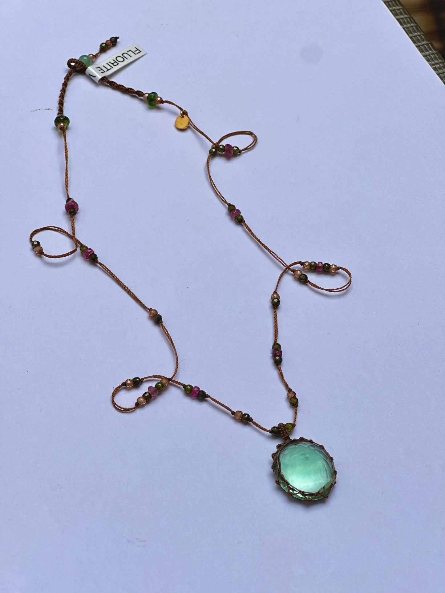 Collier Court Tibétain Fluorite Verte (Rare) - Sharing