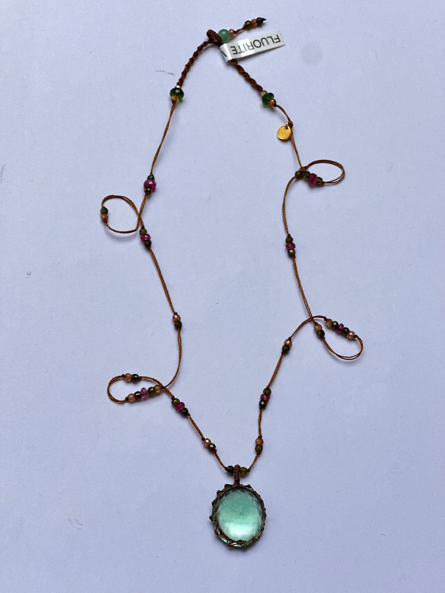 Collier Court Tibétain Fluorite Verte (Rare) - Sharing