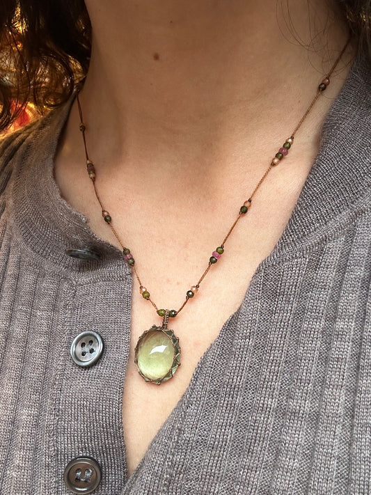 Collier Court Tibétain Fluorite Verte (Rare) - Sharing