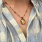 Collier Court Tibétain Lemon Quartz Fil Brun - Sharing