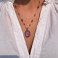 Collier Court Tibétain Améthyste Violette Fil Doré 2 - Sharing