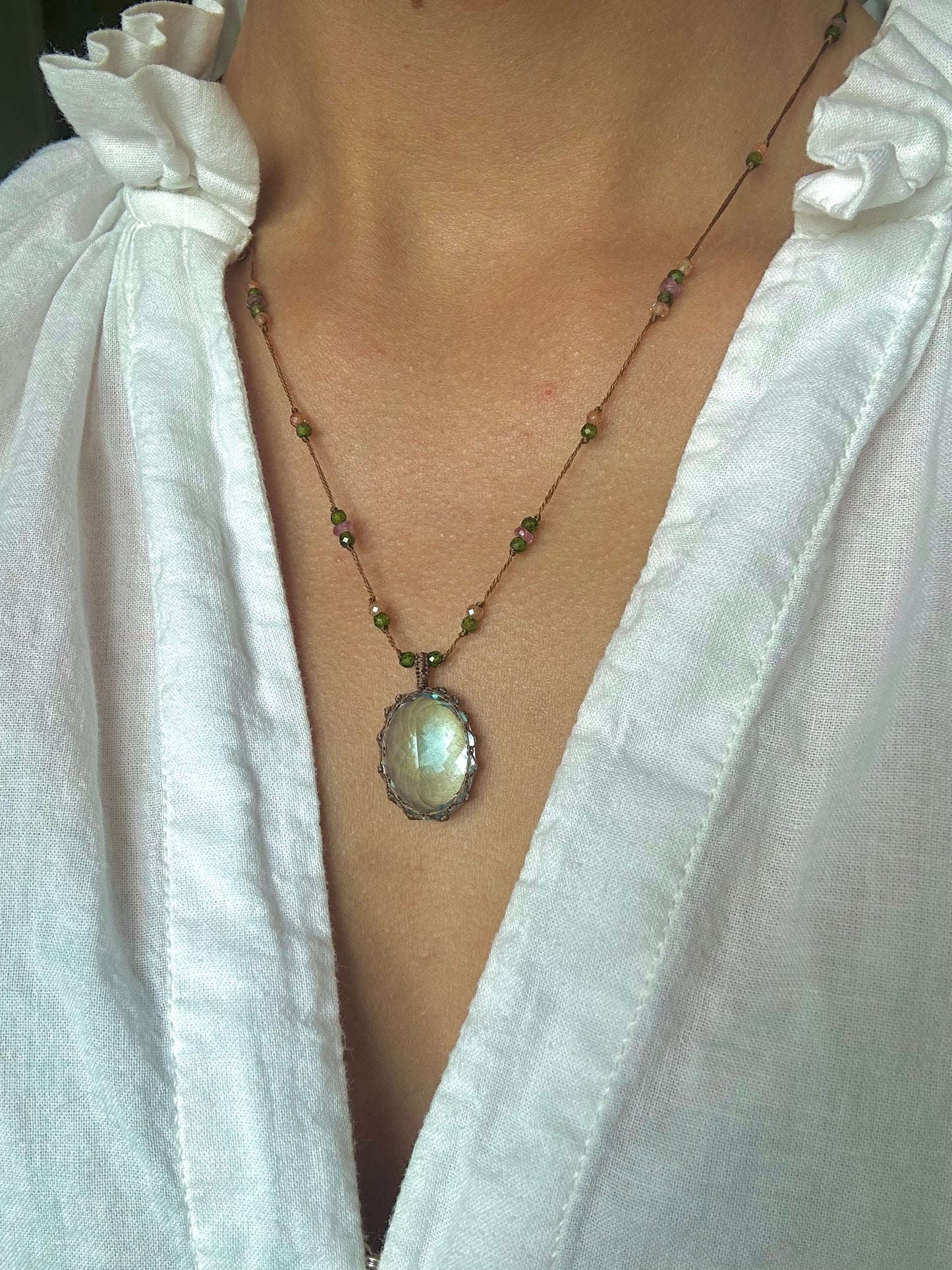 Collier Court Tibétain Topaze Bleue (Rare) - Sharing