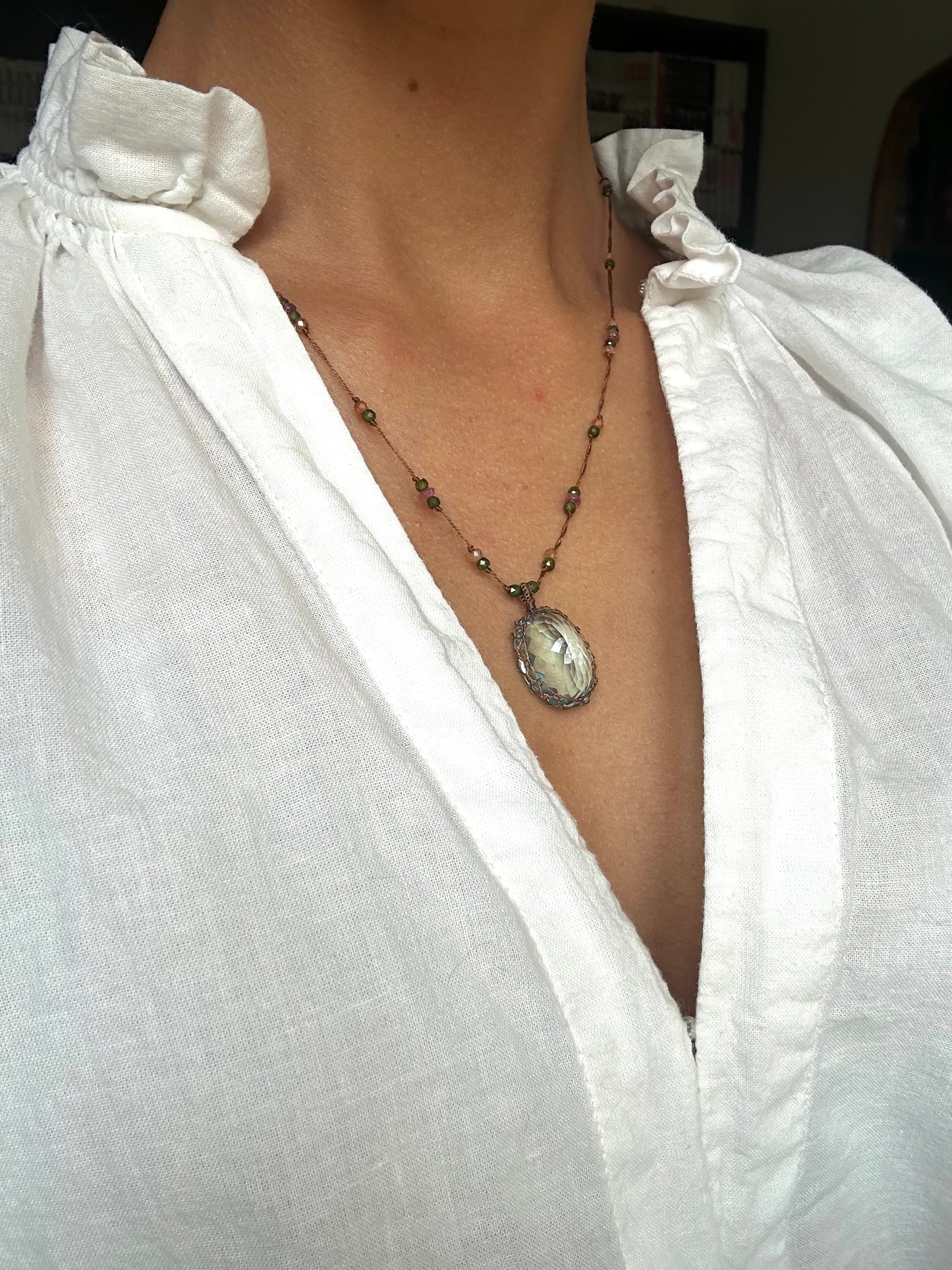 Collier Court Tibétain Topaze Bleue (Rare) - Sharing