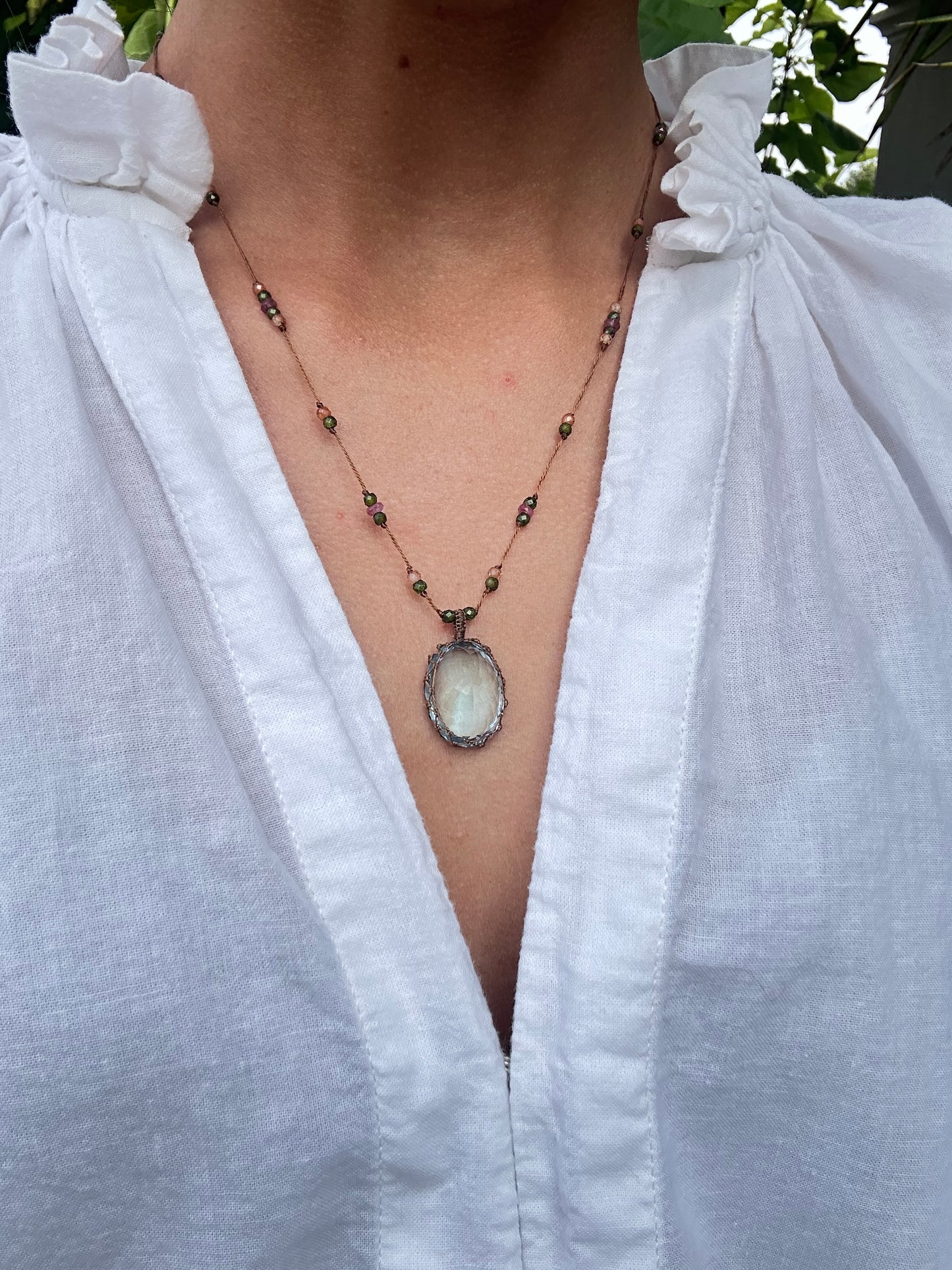 Collier Court Tibétain Topaze Bleue (Rare) - Sharing