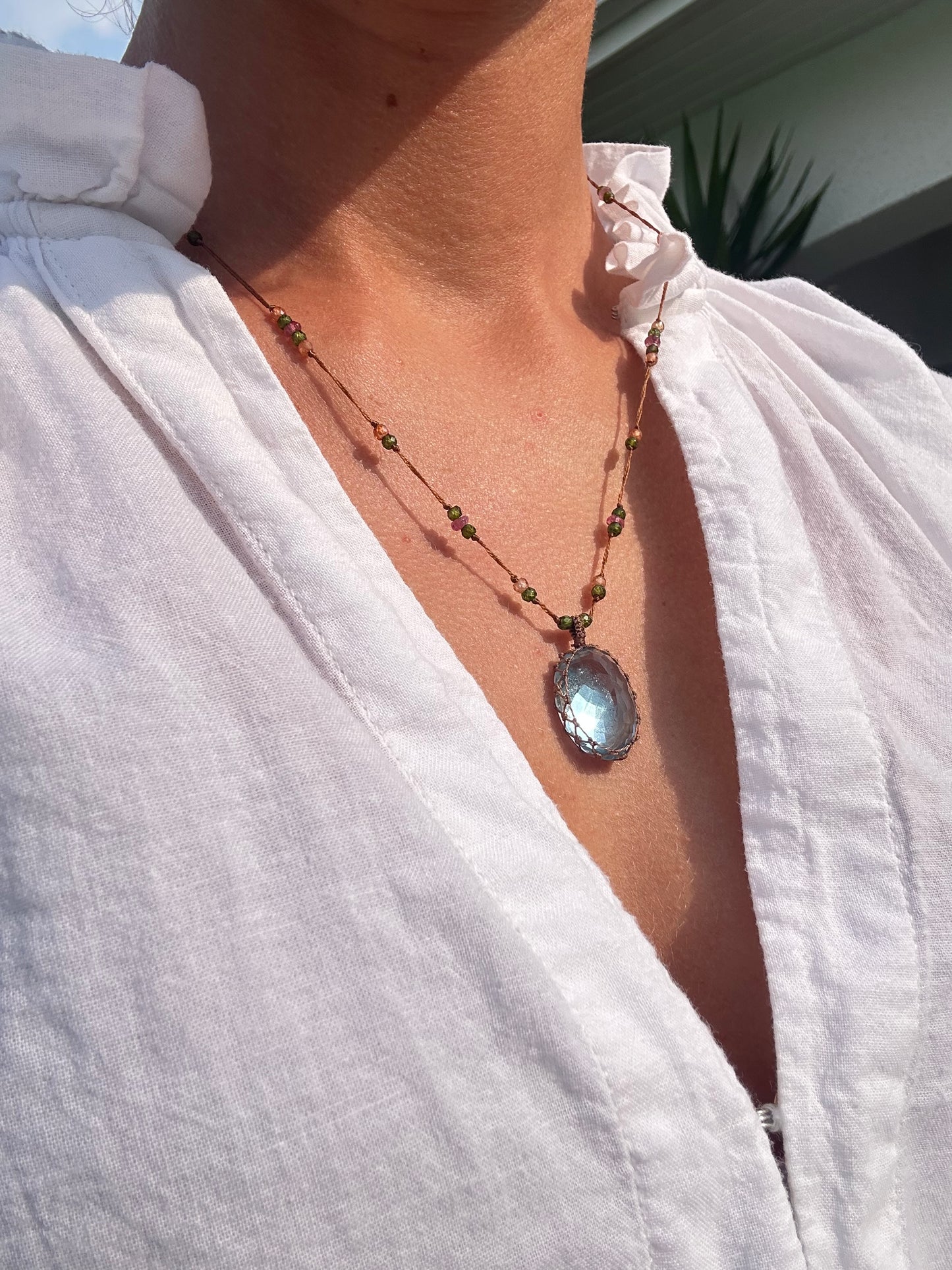 Collier Court Tibétain Topaze Bleue (Rare) - Sharing