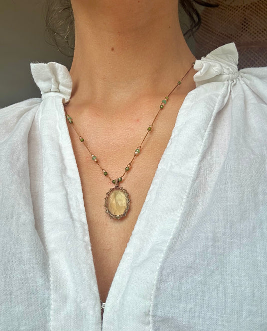 Collier Court Tibétain Améthyste Verte - Sharing