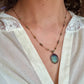 Collier Court Tibétain Fluorite Bleue Fil Brun (Rare) - Sharing