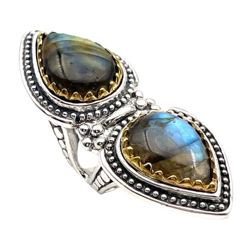 Bague Argent Double Labradorite - Jalan Jalan