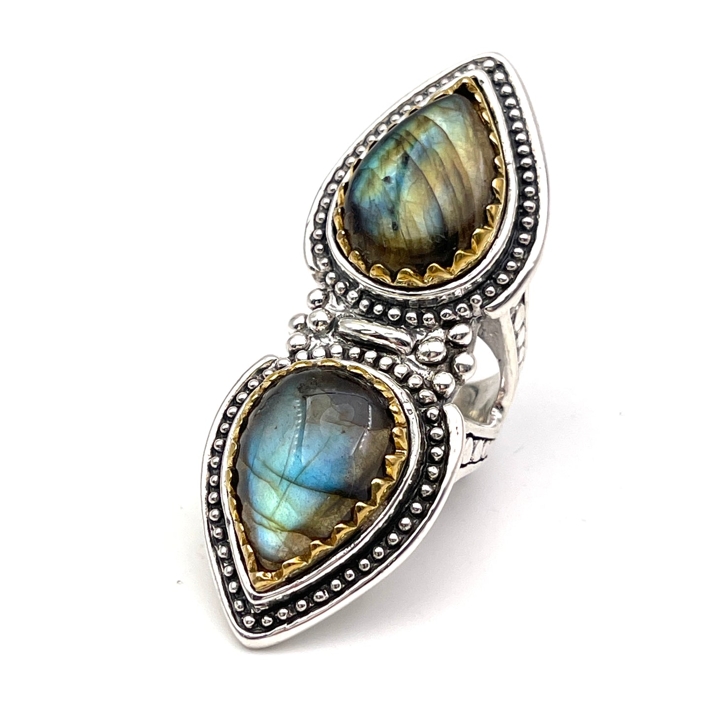 Bague Argent Double Labradorite - Jalan Jalan