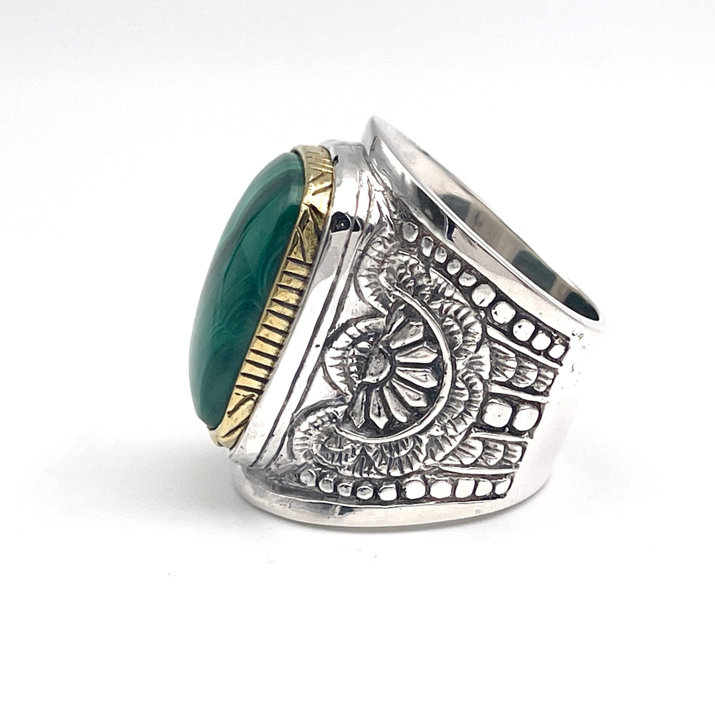 Bague Argent et Malachite - Jalan Jalan