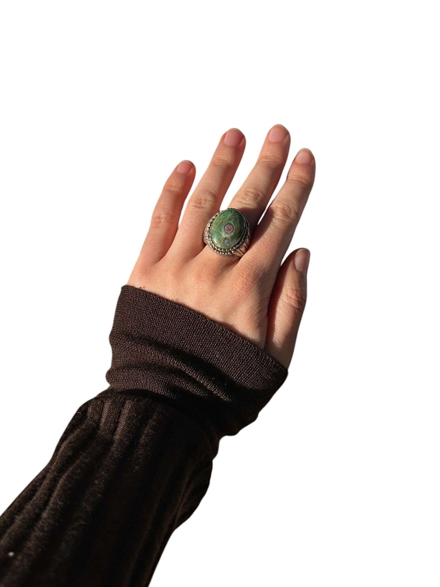 Bague Argent et Rubis sur Zoïsite - Jalan Jalan