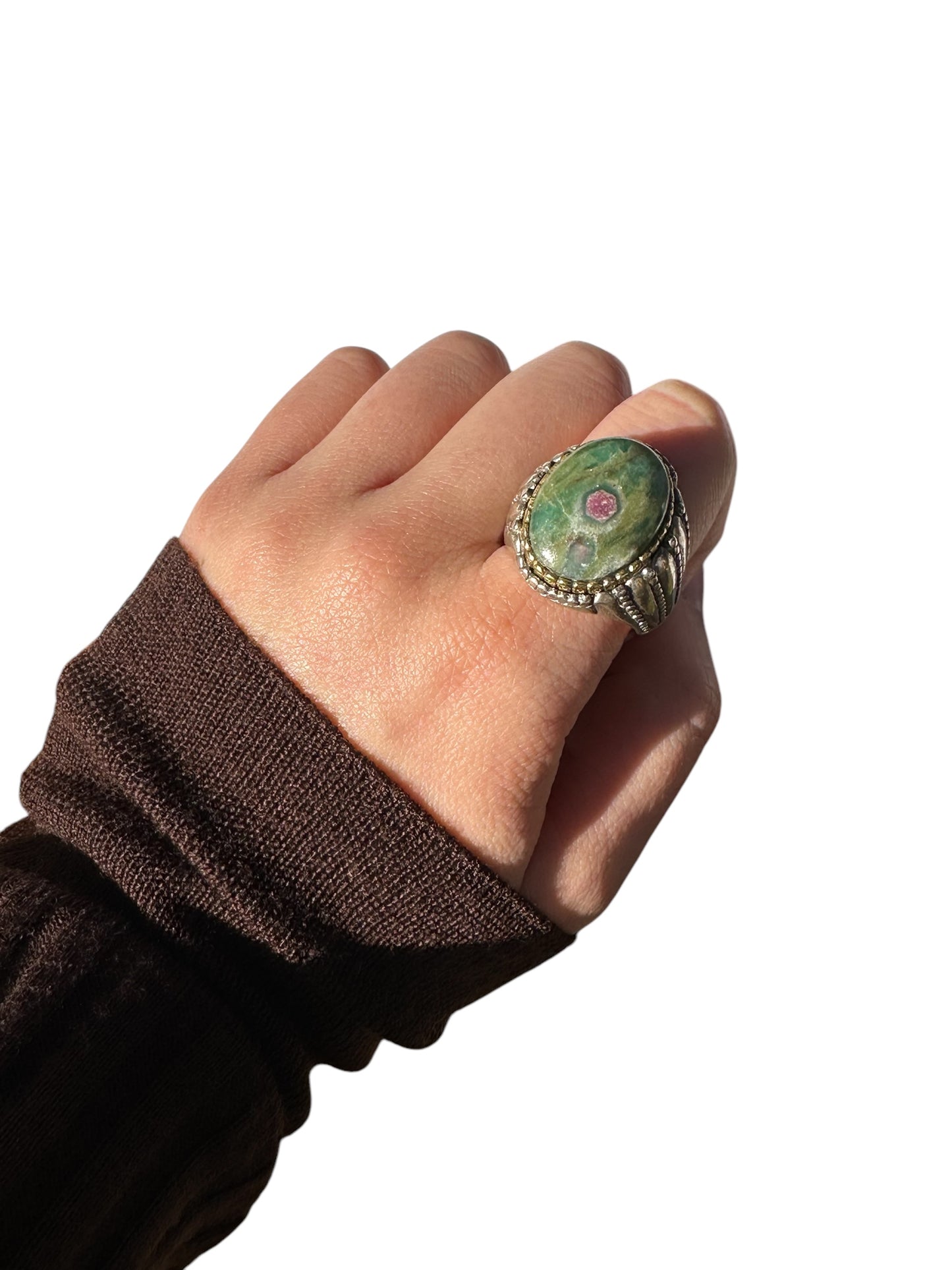 Bague Argent et Rubis sur Zoïsite - Jalan Jalan