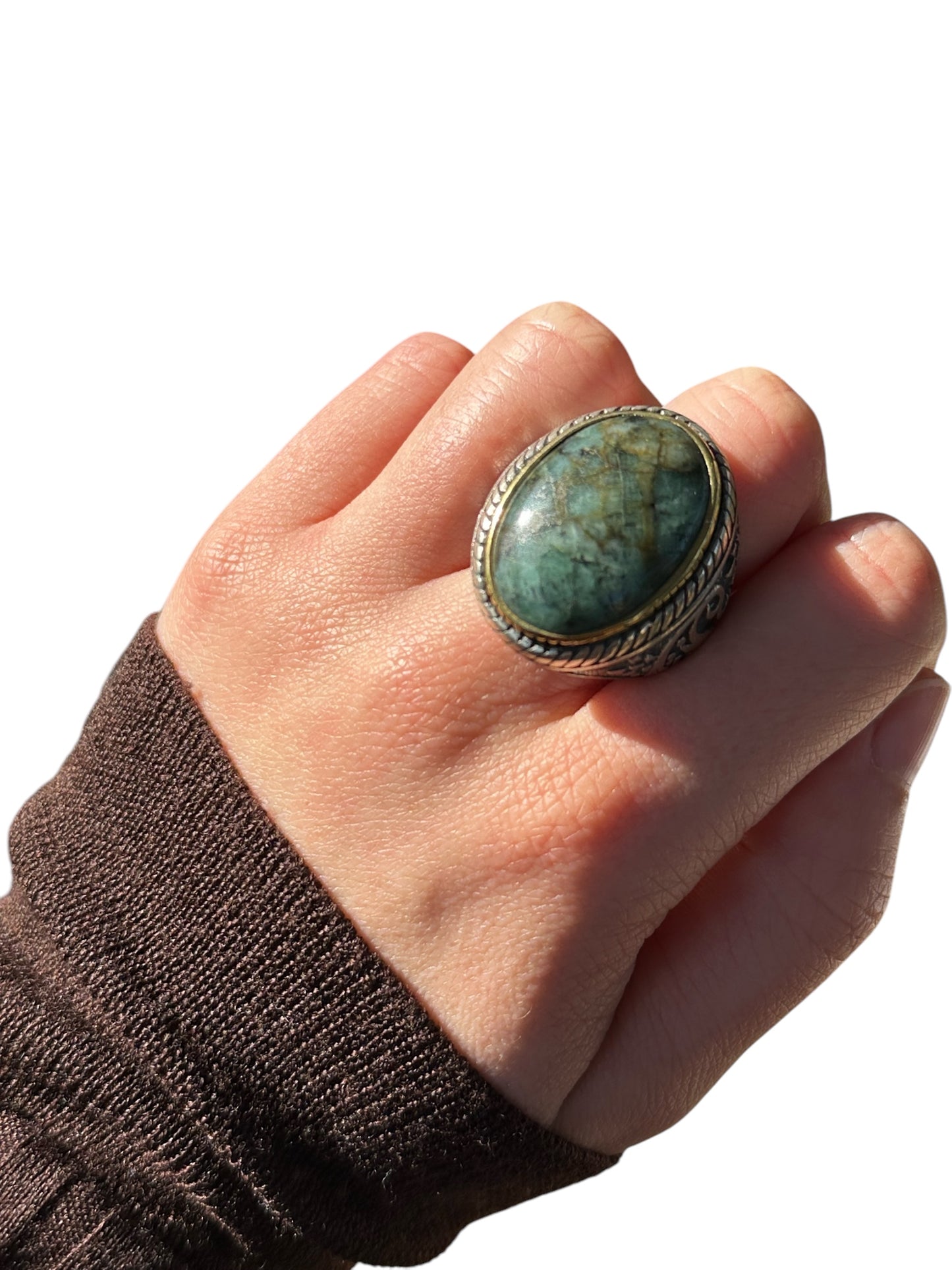 Bague Argent et Turquoise Africaine - Jalan Jalan