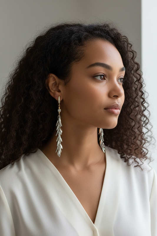 Boucles d'Oreilles Épi Longues Argent - Hanka ïn