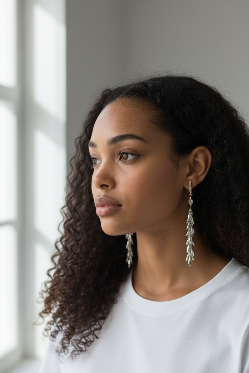 Boucles d'Oreilles Épi Longues Argent - Hanka ïn