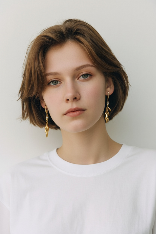 Boucles d'Oreille Épi Courtes Dorées - Hanka ïn