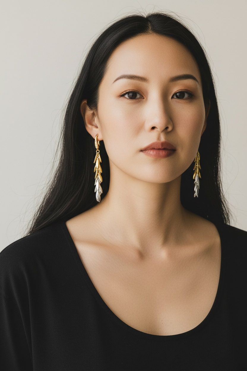 Boucles d'Oreilles Épi Mi-Longues Argent/Or - Hanka ïn