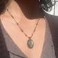 Collier Court Tibétain Labradorite Green Fire Fil Brun - Sharing