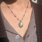 Collier Court Tibétain Labradorite Green Fire Fil Brun - Sharing
