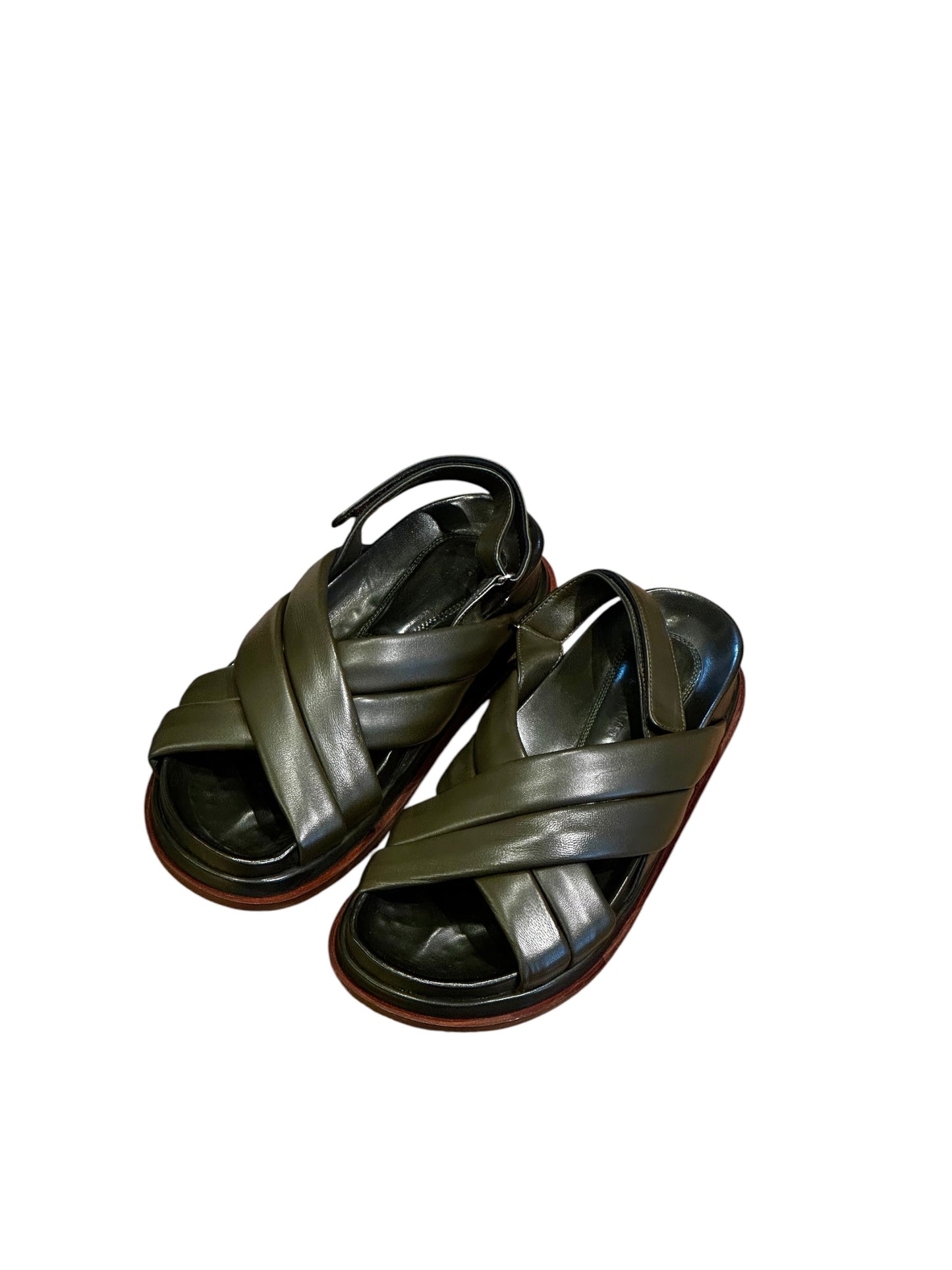 Sandale Cuir Nappa Oliva - Lorenzo Masiero