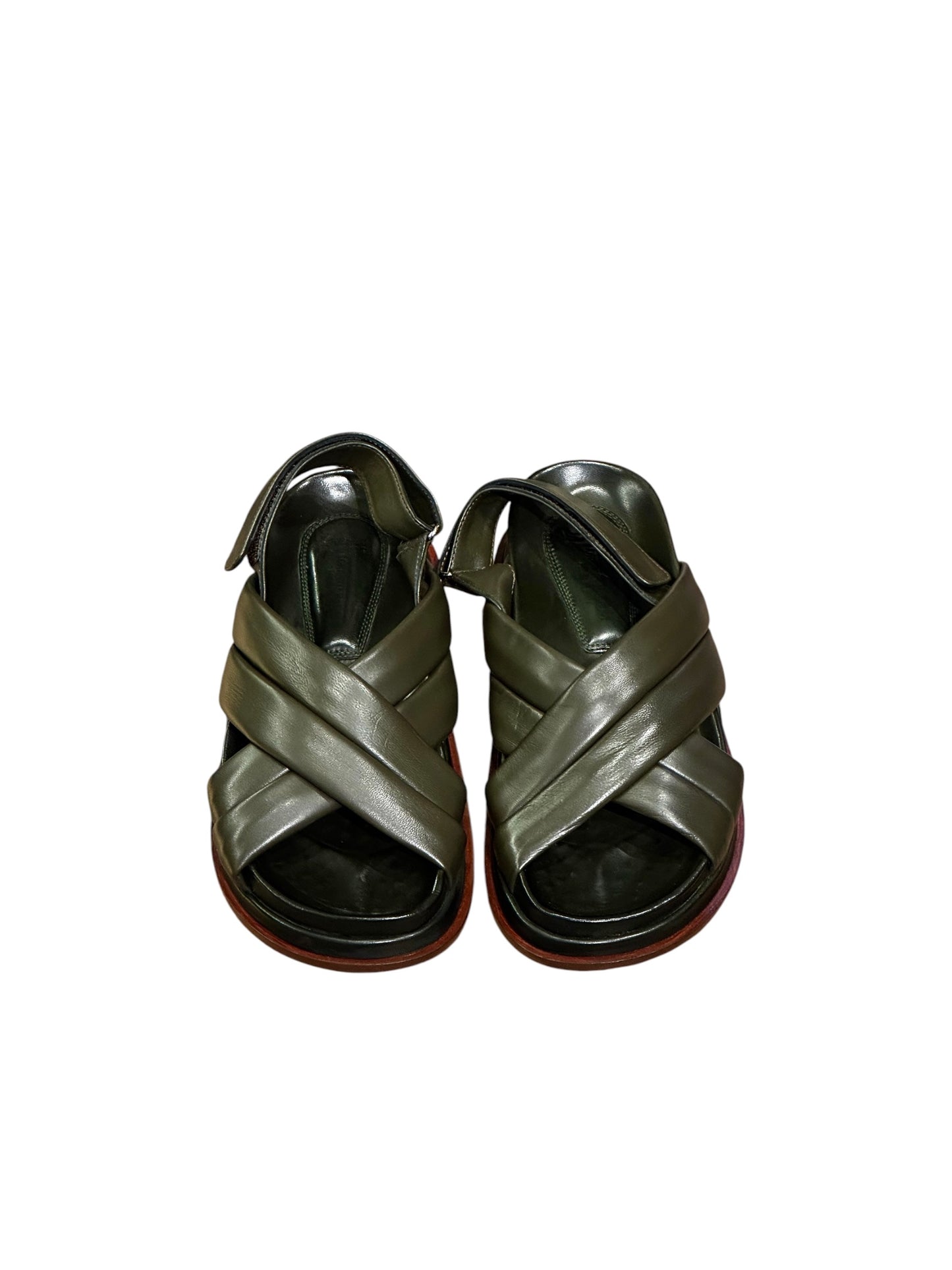 Sandale Cuir Nappa Oliva - Lorenzo Masiero