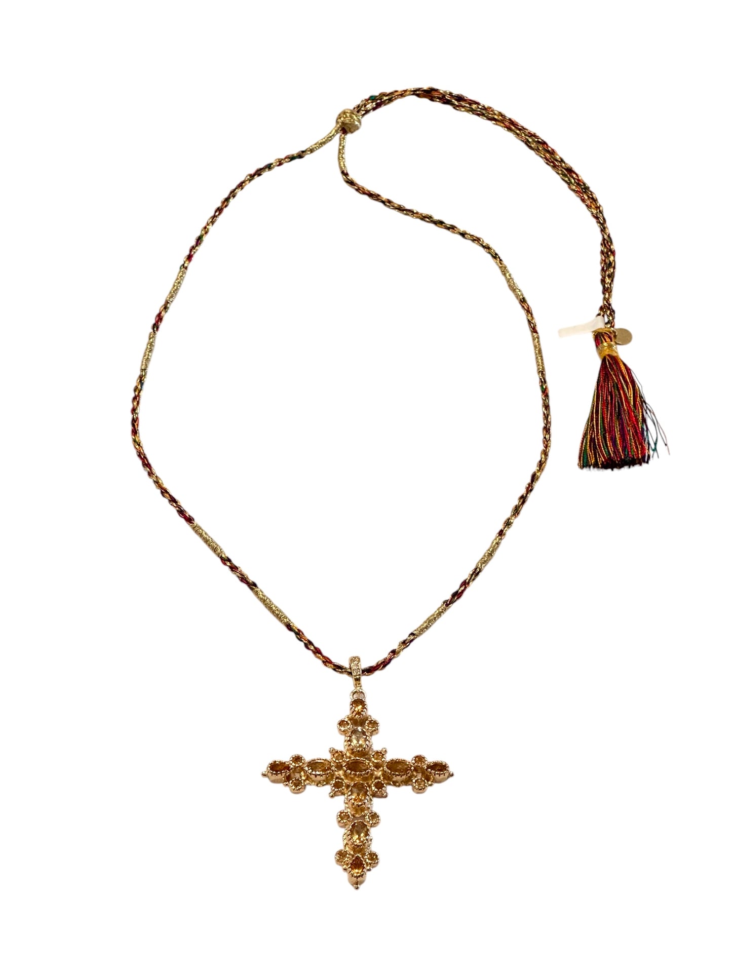 Collier Croix Grenade Citrine Fil de Soie - Room Service