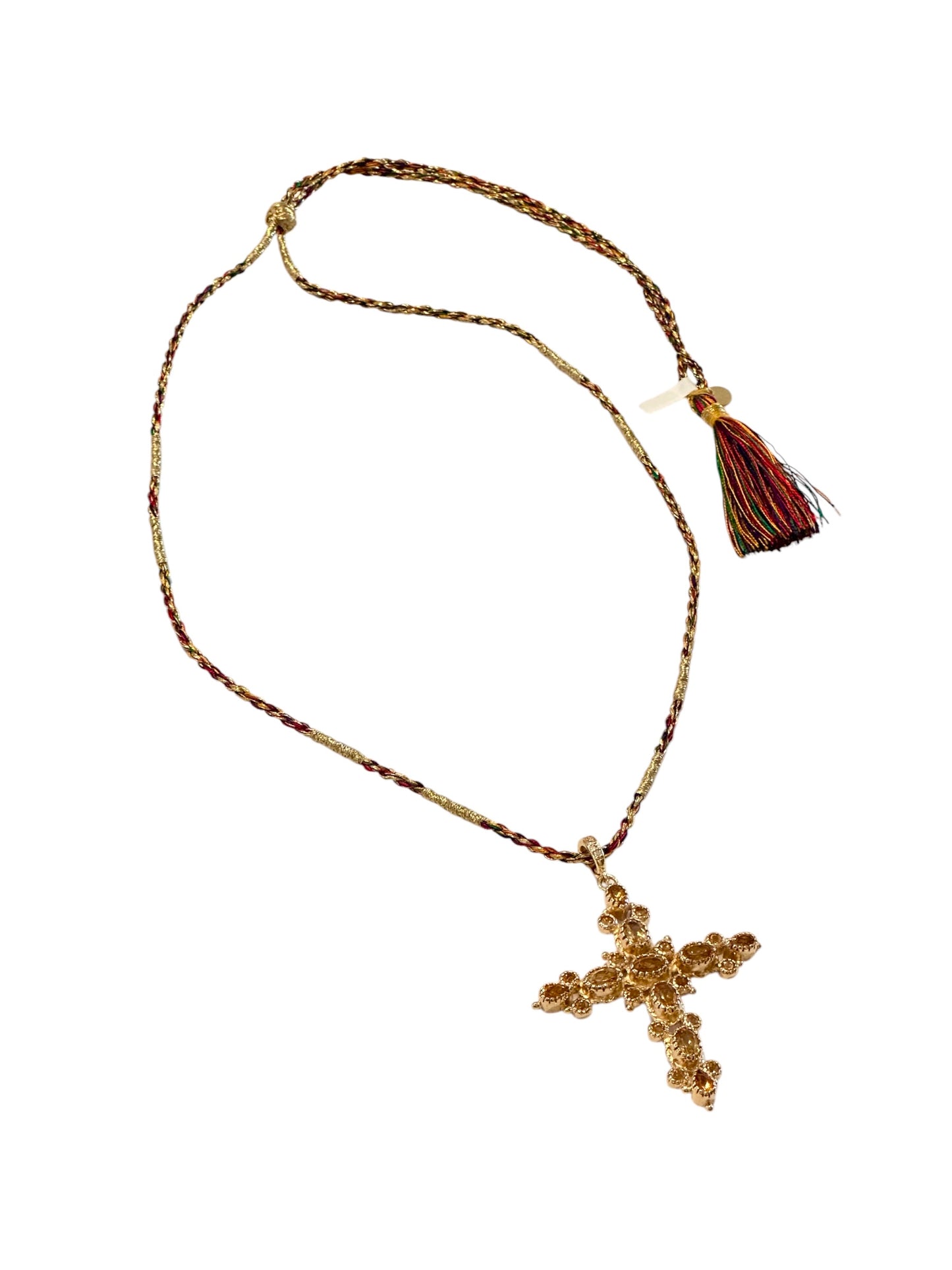 Collier Croix Grenade Citrine Fil de Soie - Room Service