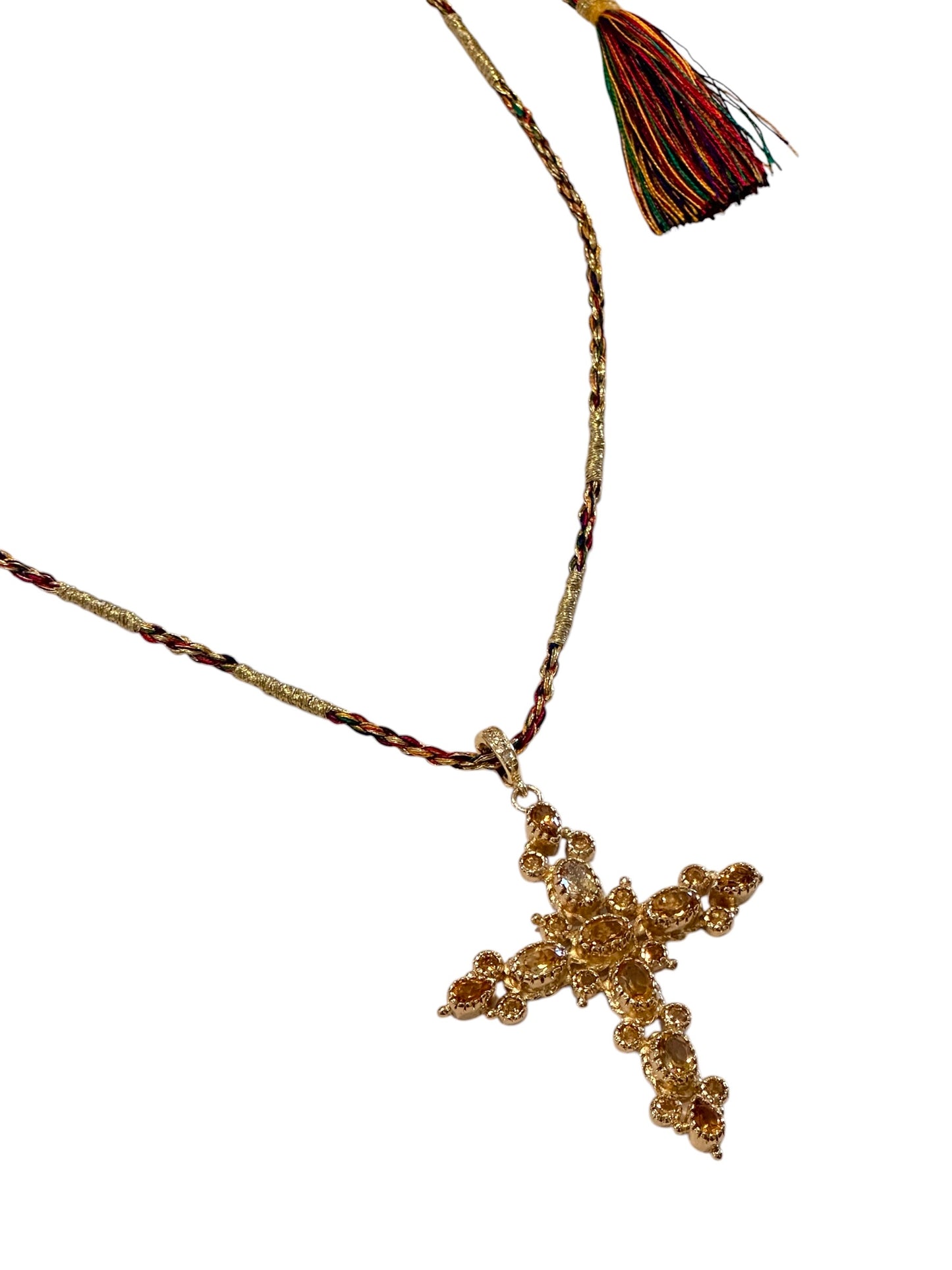 Collier Croix Grenade Citrine Fil de Soie - Room Service